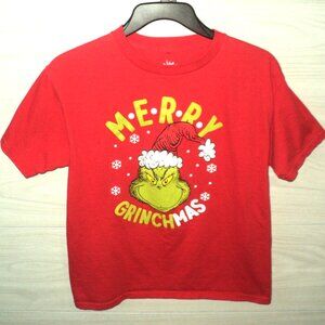 Christmas Merry Grinchmas Grinch Boy's T-Shirt Size L Red Short Sleeves Holiday